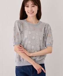 ラメジャガードフリンジプルオーバー