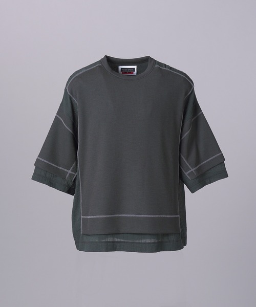 MAISON SPECIAL(メゾンスペシャル)の「《UNISEX》Different Materials Docking Prime-Over Dry Waffle T-shirt/異素材ドッキングプライムオーバードライワッフルTシャツ【MAISON SPECIAL/メゾンスペシャル】(Tシャツ/カットソー・メンズ・ブラック/ブルー/ライトグレー・2/1/0)」の8枚目の写真