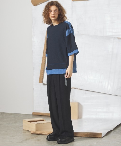 MAISON SPECIAL(メゾンスペシャル)の「《UNISEX》Different Materials Docking Prime-Over Dry Waffle T-shirt/異素材ドッキングプライムオーバードライワッフルTシャツ【MAISON SPECIAL/メゾンスペシャル】(Tシャツ/カットソー・メンズ・ブラック/ブルー/ライトグレー・2/1/0)」の15枚目の写真