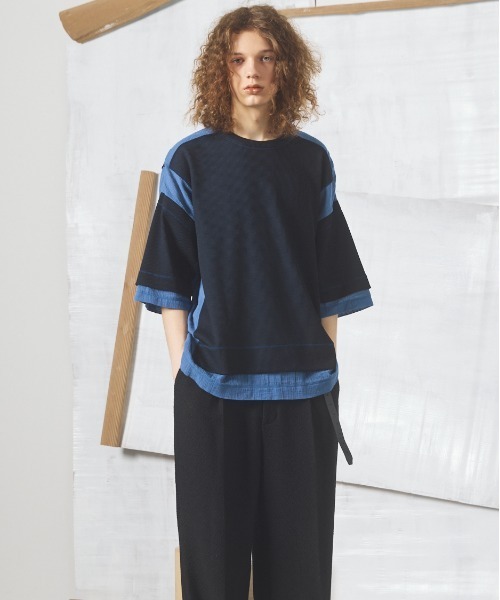 MAISON SPECIAL(メゾンスペシャル)の「《UNISEX》Different Materials Docking Prime-Over Dry Waffle T-shirt/異素材ドッキングプライムオーバードライワッフルTシャツ【MAISON SPECIAL/メゾンスペシャル】(Tシャツ/カットソー・メンズ・ブラック/ブルー/ライトグレー・2/1/0)」の17枚目の写真