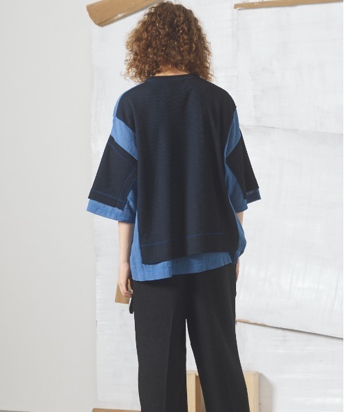 MAISON SPECIAL(メゾンスペシャル)の「《UNISEX》Different Materials Docking Prime-Over Dry Waffle T-shirt/異素材ドッキングプライムオーバードライワッフルTシャツ【MAISON SPECIAL/メゾンスペシャル】(Tシャツ/カットソー・メンズ・ブラック/ブルー/ライトグレー・2/1/0)」の19枚目の写真
