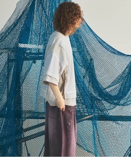 MAISON SPECIAL(メゾンスペシャル)の「《UNISEX》Different Materials Docking Prime-Over Dry Waffle T-shirt/異素材ドッキングプライムオーバードライワッフルTシャツ【MAISON SPECIAL/メゾンスペシャル】(Tシャツ/カットソー・メンズ・ブラック/ブルー/ライトグレー・2/1/0)」の21枚目の写真