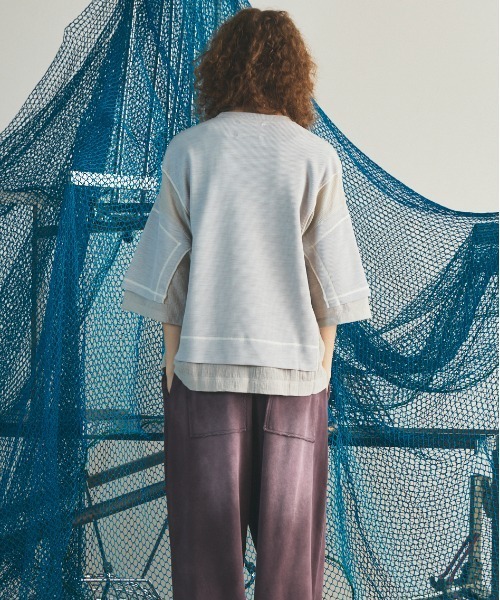 MAISON SPECIAL(メゾンスペシャル)の「《UNISEX》Different Materials Docking Prime-Over Dry Waffle T-shirt/異素材ドッキングプライムオーバードライワッフルTシャツ【MAISON SPECIAL/メゾンスペシャル】(Tシャツ/カットソー・メンズ・ブラック/ブルー/ライトグレー・2/1/0)」の22枚目の写真