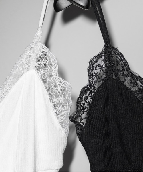 me+em select(ミームセレクト)の「【 2color 】ダブルリボンレースレイヤードキャミソール / double ribbon lace layered camisole(キャミソール・レディース・ホワイト/ブラック・FREE)」の6枚目の写真