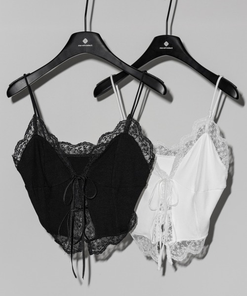 me+em select(ミームセレクト)の「【 2color 】ダブルリボンレースレイヤードキャミソール / double ribbon lace layered camisole(キャミソール・レディース・ホワイト/ブラック・FREE)」の3枚目の写真