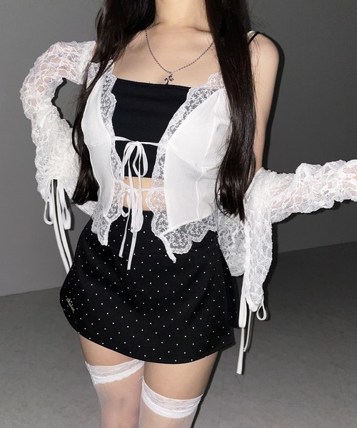 me+em select(ミームセレクト)の「【 2color 】ダブルリボンレースレイヤードキャミソール / double ribbon lace layered camisole(キャミソール・レディース・ホワイト/ブラック・FREE)」の20枚目の写真
