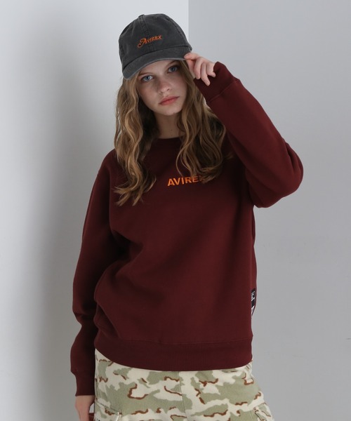AVIREX(アヴィレックス)の「【WEB&DEPOT限定】LOGO CREW SWEAT(スウェット・レディース・ライトグレー/ベージュ/ブラック/バーガンディー/オリーブ/イエロー・F)」の6枚目の写真
