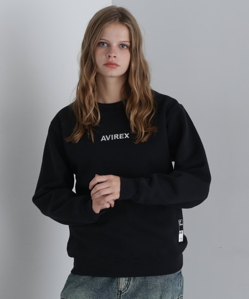 AVIREX(アヴィレックス)の「【WEB&DEPOT限定】LOGO CREW SWEAT(スウェット・レディース・ライトグレー/ベージュ/ブラック/バーガンディー/オリーブ/イエロー・F)」の1枚目の写真