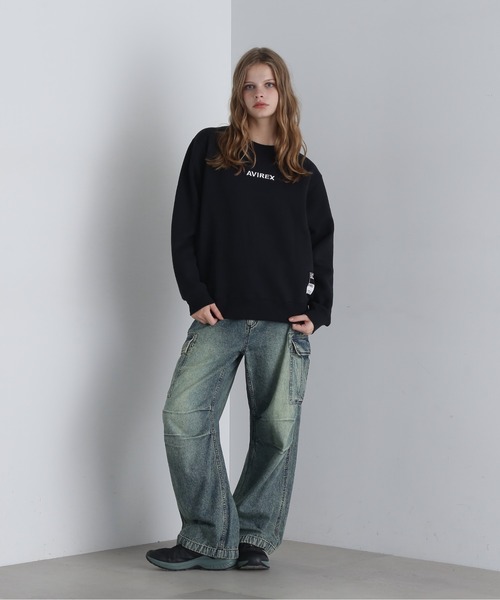 AVIREX(アヴィレックス)の「【WEB&DEPOT限定】LOGO CREW SWEAT(スウェット・レディース・ライトグレー/ベージュ/ブラック/バーガンディー/オリーブ/イエロー・F)」の8枚目の写真