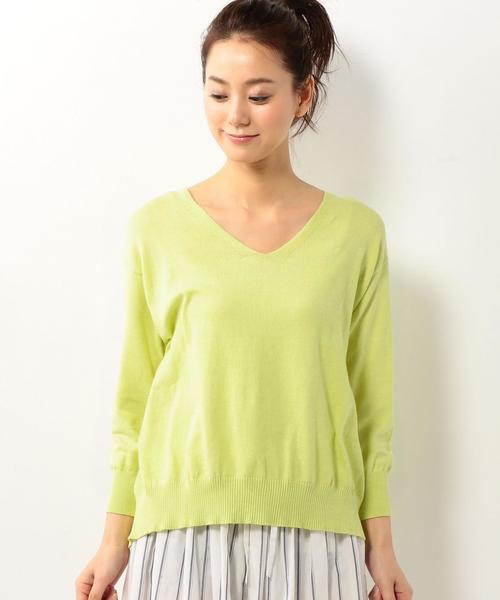 coen（コーエン）の「コットンVネックプルオーバーニット（ニット/セーター・レディース・ライトグレー/イエロー・MEDIUM/LARGE）」の11枚目の写真