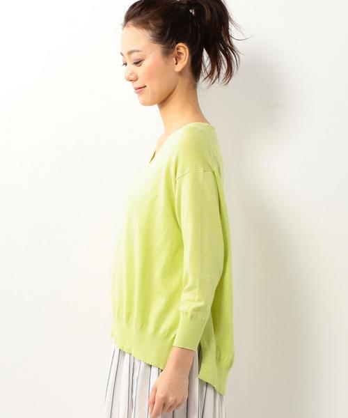 coen（コーエン）の「コットンVネックプルオーバーニット（ニット/セーター・レディース・ライトグレー/イエロー・MEDIUM/LARGE）」の12枚目の写真