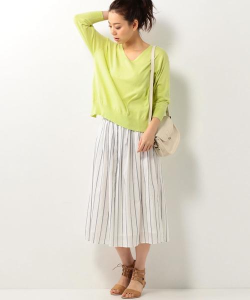 coen（コーエン）の「コットンVネックプルオーバーニット（ニット/セーター・レディース・ライトグレー/イエロー・MEDIUM/LARGE）」の13枚目の写真