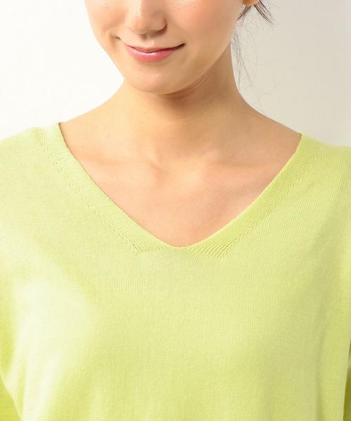 coen（コーエン）の「コットンVネックプルオーバーニット（ニット/セーター・レディース・ライトグレー/イエロー・MEDIUM/LARGE）」の4枚目の写真