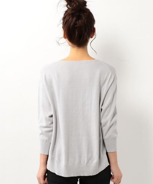 coen（コーエン）の「コットンVネックプルオーバーニット（ニット/セーター・レディース・ライトグレー/イエロー・MEDIUM/LARGE）」の7枚目の写真