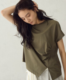 【接触冷感】アシンメトリータックTシャツ