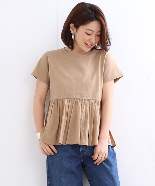 B:MING by BEAMS(ビーミングバイビームス)の「【InRed6月号掲載】ビーミング by ビームス / トンプキンぺプラムTシャツ16SS(Tシャツ/カットソー・レディース・ホワイト/ライトグレー/ブラウン系その他/モスグリーン・ONE SIZE)」の4枚目の写真