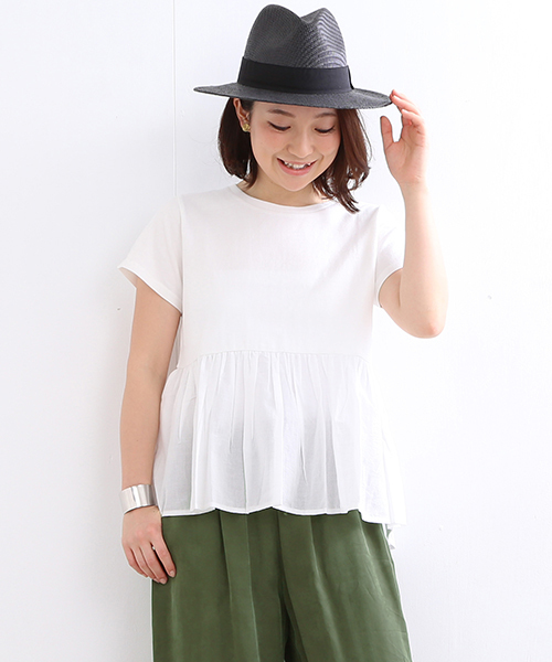 B:MING by BEAMS(ビーミングバイビームス)の「【InRed6月号掲載】ビーミング by ビームス / トンプキンぺプラムTシャツ16SS(Tシャツ/カットソー・レディース・ホワイト/ライトグレー/ブラウン系その他/モスグリーン・ONE SIZE)」の2枚目の写真