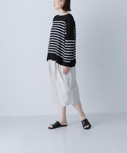 かぐれ（カグレ）の「シアーコットンボーダーボートネック（ニット/セーター・レディース・ブラック/オフホワイト・FREE）」の8枚目の写真
