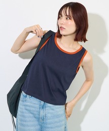 【夏から秋まで着回せる】配色パイピングタンクトップ