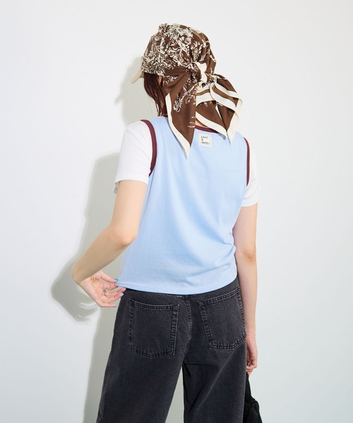 ABYS(アビス)の「【夏から秋まで着回せる】配色パイピングタンクトップ(タンクトップ・レディース・ブルー/ブラウン/ネイビー・FREE)」の7枚目の写真