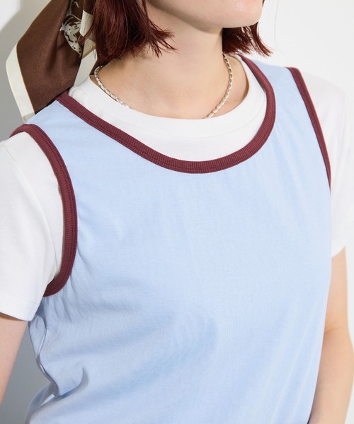 ABYS(アビス)の「【夏から秋まで着回せる】配色パイピングタンクトップ(タンクトップ・レディース・ブルー/ブラウン/ネイビー・FREE)」の11枚目の写真