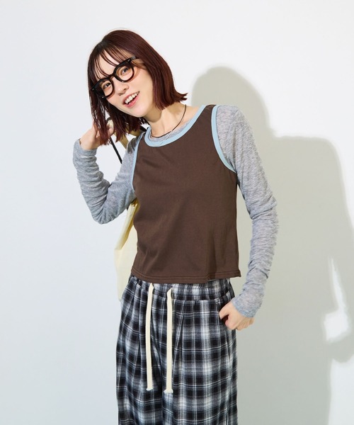 ABYS(アビス)の「【夏から秋まで着回せる】配色パイピングタンクトップ(タンクトップ・レディース・ブルー/ブラウン/ネイビー・FREE)」の15枚目の写真