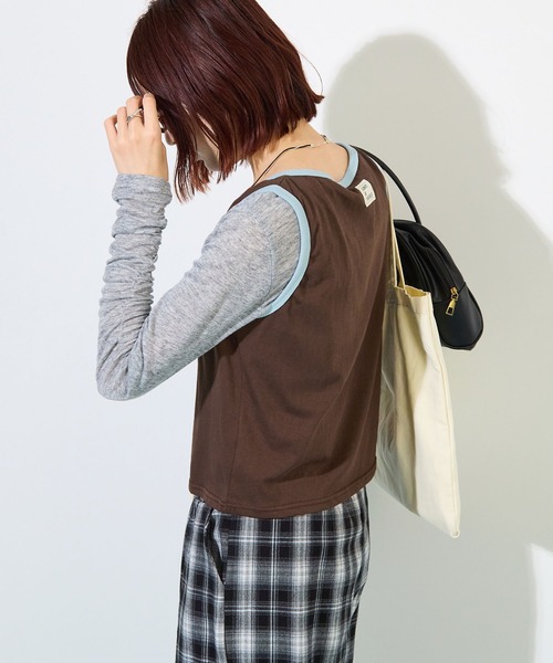 ABYS(アビス)の「【夏から秋まで着回せる】配色パイピングタンクトップ(タンクトップ・レディース・ブルー/ブラウン/ネイビー・FREE)」の17枚目の写真