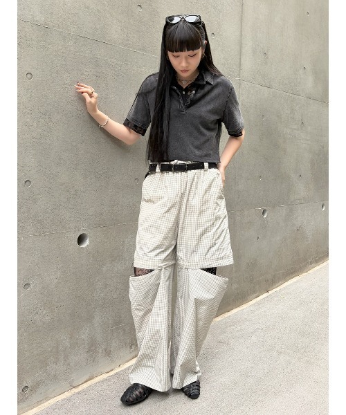 ELCHELE(エルチェレ)の「DETACHABLE WORK PANTS(その他パンツ・レディース・チェック/パープル・36/38)」の3枚目の写真