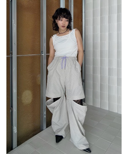 ELCHELE(エルチェレ)の「DETACHABLE WORK PANTS(その他パンツ・レディース・チェック/パープル・36/38)」の6枚目の写真
