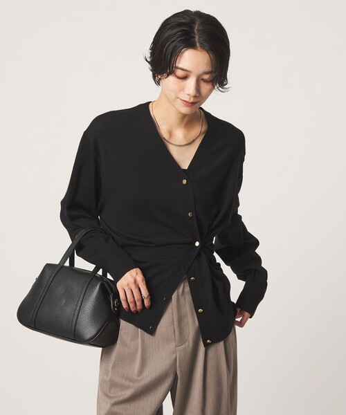 green label relaxing（グリーンレーベルリラクシング）の「エブリニット 2WAY Vネック カーディガン（カーディガン/ボレロ・レディース・ブラック/グレー/レッド・FREE）」の4枚目の写真