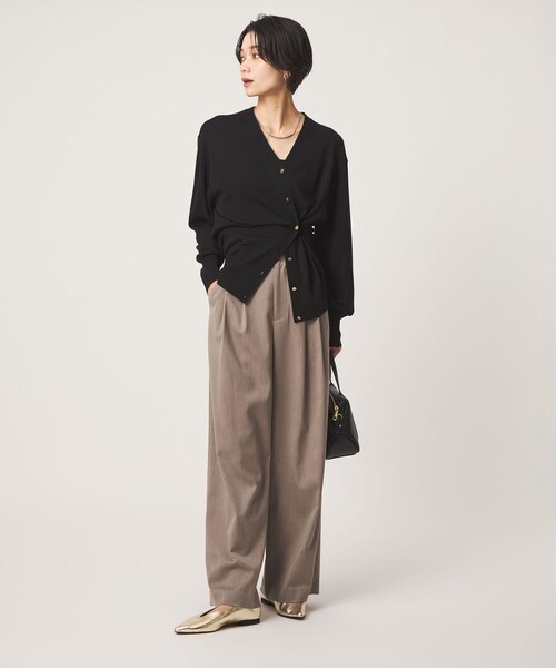 green label relaxing（グリーンレーベルリラクシング）の「エブリニット 2WAY Vネック カーディガン（カーディガン/ボレロ・レディース・ブラック/グレー/レッド・FREE）」の6枚目の写真