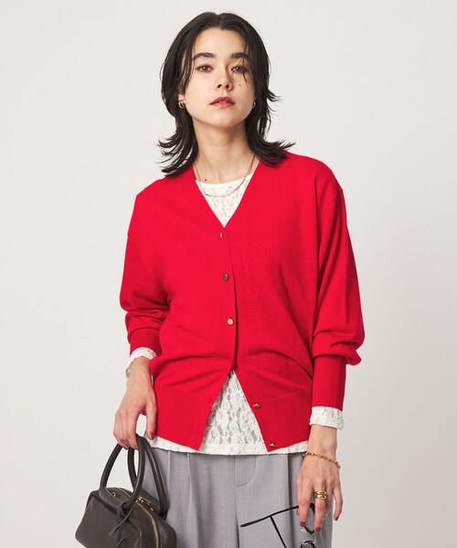 green label relaxing（グリーンレーベルリラクシング）の「エブリニット 2WAY Vネック カーディガン（カーディガン/ボレロ・レディース・ブラック/グレー/レッド・FREE）」の8枚目の写真