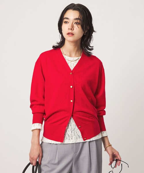 green label relaxing（グリーンレーベルリラクシング）の「エブリニット 2WAY Vネック カーディガン（カーディガン/ボレロ・レディース・ブラック/グレー/レッド・FREE）」の9枚目の写真