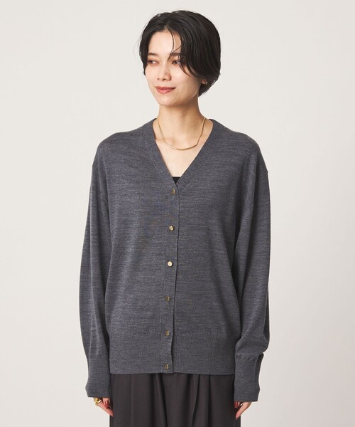 green label relaxing（グリーンレーベルリラクシング）の「エブリニット 2WAY Vネック カーディガン（カーディガン/ボレロ・レディース・ブラック/グレー/レッド・FREE）」の14枚目の写真