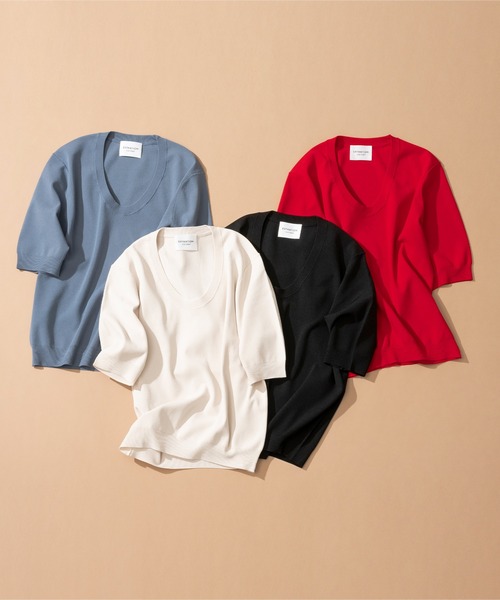 ESTNATION(エストネーション)の「ESTNATION THE FIRST / モニカUネックプルオーバー(ニット/セーター・レディース・アイボリー/ブルー/ブラック/レッド・FREE)」の10枚目の写真