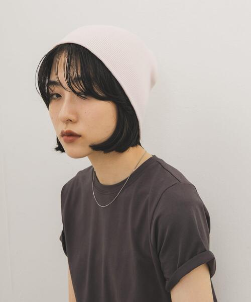 KBF(ケイビーエフ)の「シンプルニットビーニー(ニットキャップ/ビーニー・レディース・グレー/ライトピンク/ブラック・ONE)」の12枚目の写真