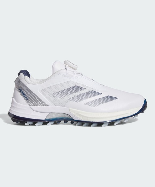 adidas(アディダス)の「アディゼロ ZG ローカット ボア スパイクレス ゴルフシューズ / ADIZERO ZG LOW CUT BOA SPIKELESS GOLF SHOES【adidas Golf/アディダスゴルフ】(スニーカー・レディース・ホワイト×シルバー・25.0cm/25.5cm/26.0cm/24.5cm/24.0cm/22.0cm/22.5cm/23.5cm/23.0cm)」の1枚目の写真