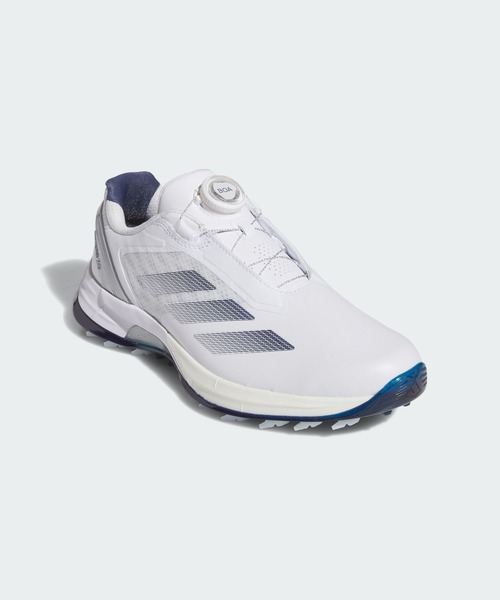 adidas(アディダス)の「アディゼロ ZG ローカット ボア スパイクレス ゴルフシューズ / ADIZERO ZG LOW CUT BOA SPIKELESS GOLF SHOES【adidas Golf/アディダスゴルフ】(スニーカー・レディース・ホワイト×シルバー・25.0cm/25.5cm/26.0cm/24.5cm/24.0cm/22.0cm/22.5cm/23.5cm/23.0cm)」の2枚目の写真