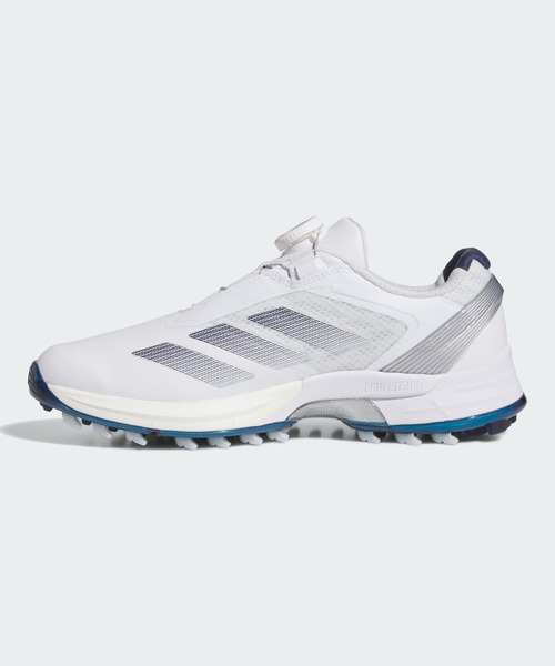 adidas(アディダス)の「アディゼロ ZG ローカット ボア スパイクレス ゴルフシューズ / ADIZERO ZG LOW CUT BOA SPIKELESS GOLF SHOES【adidas Golf/アディダスゴルフ】(スニーカー・レディース・ホワイト×シルバー・25.0cm/25.5cm/26.0cm/24.5cm/24.0cm/22.0cm/22.5cm/23.5cm/23.0cm)」の6枚目の写真