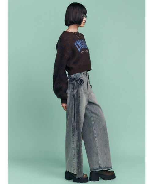 EMODA（エモダ）の「コンビネーションリボンユーズドジーンズ（デニムパンツ・レディース・ライトブルー/インディゴブルー・SMALL/MEDIUM/X-SMALL）」の6枚目の写真