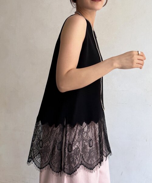 DouDou(ドゥドゥ)の「【WEB限定】裾レースニットタンク(ニット/セーター・レディース・ブラック/チャコールグレー/オフホワイト・FREE)」の17枚目の写真