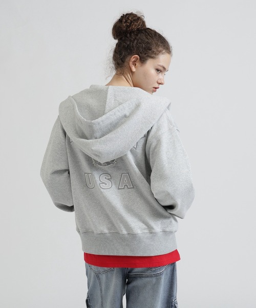 AVIREX(アヴィレックス)の「SIGNATURE VARSITY LOGO ZIP PARKA(パーカー・レディース・オフホワイト/グレー/ブラック・F)」の14枚目の写真