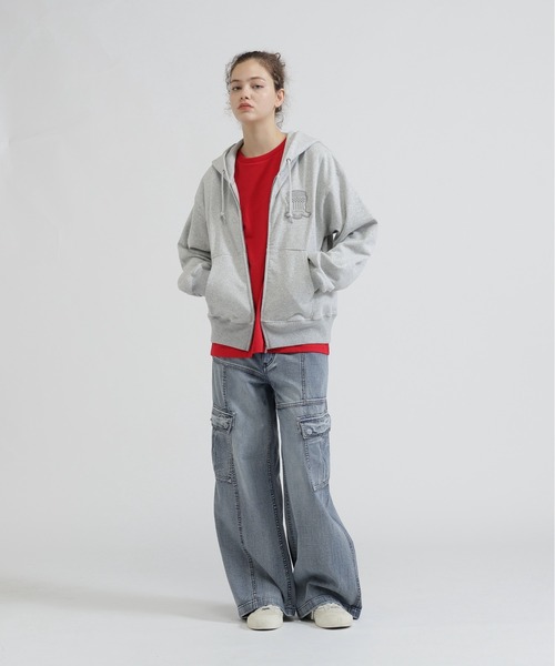 AVIREX(アヴィレックス)の「SIGNATURE VARSITY LOGO ZIP PARKA(パーカー・レディース・オフホワイト/グレー/ブラック・F)」の15枚目の写真