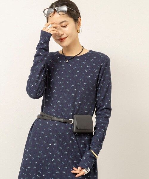 MAQWEL(マクウェル)の「【MAQWEL/マクウェル】Flower Waffleショルダーパッドワンピース(ワンピース・レディース・ネイビー/アイボリー・FREE)」の20枚目の写真
