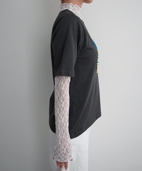 Rashik(ラシク)の「【Rashik】パール付アニマルモチーフTシャツ 半袖 サガラ 刺繍 カットソー トップス(Tシャツ/カットソー・レディース・オートミール/チャコールグレー・FREE)」の13枚目の写真