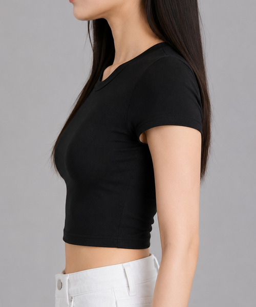 NinaetLina(ニナエリナ)の「後ろあき無地ミニTシャツ(Tシャツ/カットソー・レディース・ホワイト/ブラック/チャコールグレー・FREE)」の15枚目の写真