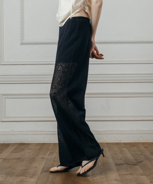 CREDONA(クレドナ)の「LACE KNIT PANTS/レースニットパンツ(その他パンツ・レディース・ネイビー/ライトイエロー・FREE)」の14枚目の写真