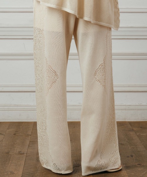 CREDONA(クレドナ)の「LACE KNIT PANTS/レースニットパンツ(その他パンツ・レディース・ネイビー/ライトイエロー・FREE)」の9枚目の写真