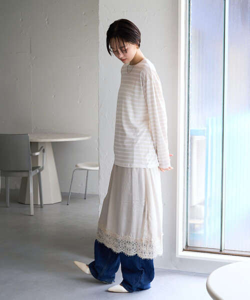 FREAK'S STORE(フリークスストア)の「限定展開 カラー シアー ボーダー ルーズ ロンTEE(Tシャツ/カットソー・レディース・ネイビー/ブラック/レンガ/オフホワイト・フリ-)」の22枚目の写真