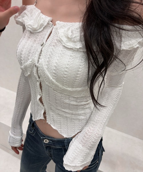 REINE NOIRE(レーヌノワール)の「white shirring tops. / ホワイト シャーリング トップス(シャツ/ブラウス・レディース・ホワイト・FREE)」の2枚目の写真
